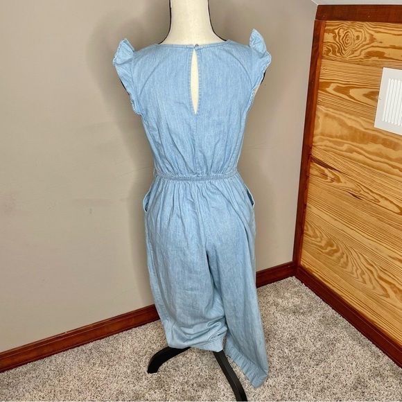 Old Navy Blue Chambray V-Neck Surplice Ruffle Sleeve Jumpsuit Extra Small - Picture 4 of 13